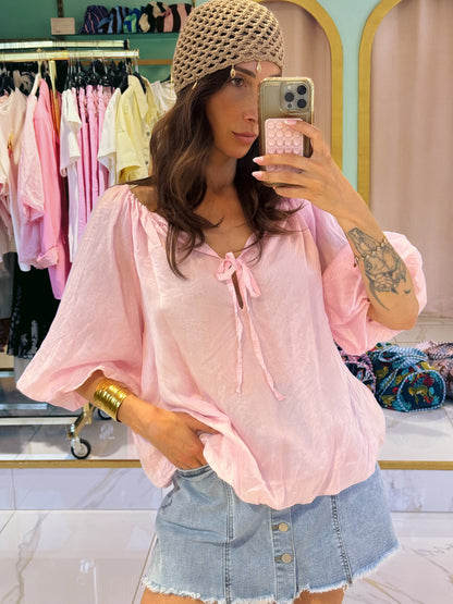 Blouse bouffante aérienne - rose