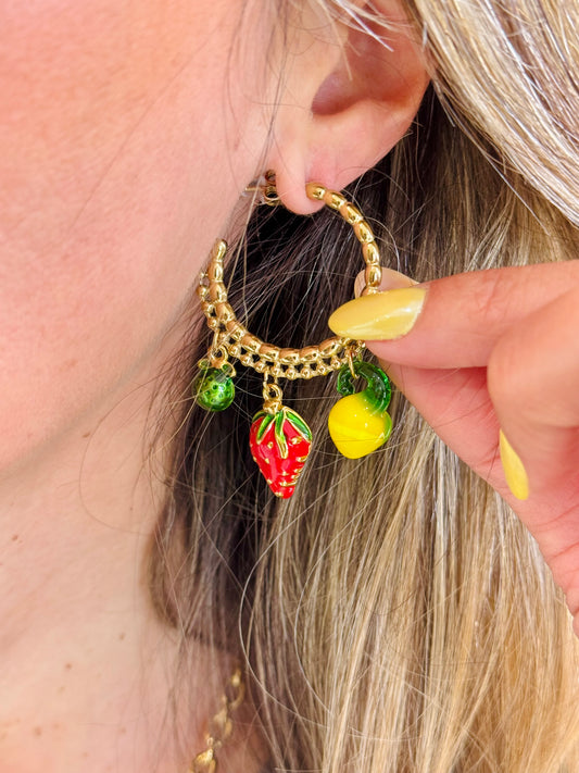 Boucles d’oreilles fraise et citron