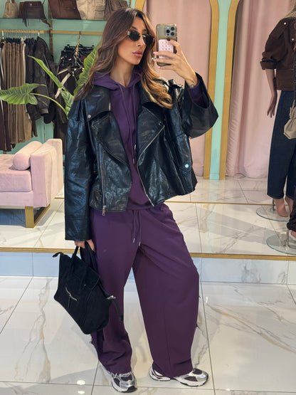 Perfecto oversize en simili cuir- noir