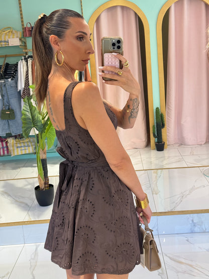 Robe crochet patineuse - chocolat