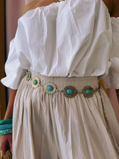 Ceinture chaîne bohème turquoise
