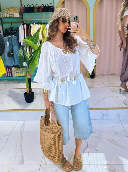 Blouse tunique loose & légère - blanche
