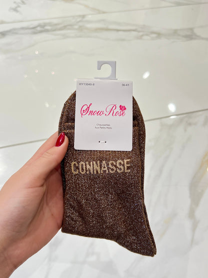 Chaussettes pailletées - message c*nnasse