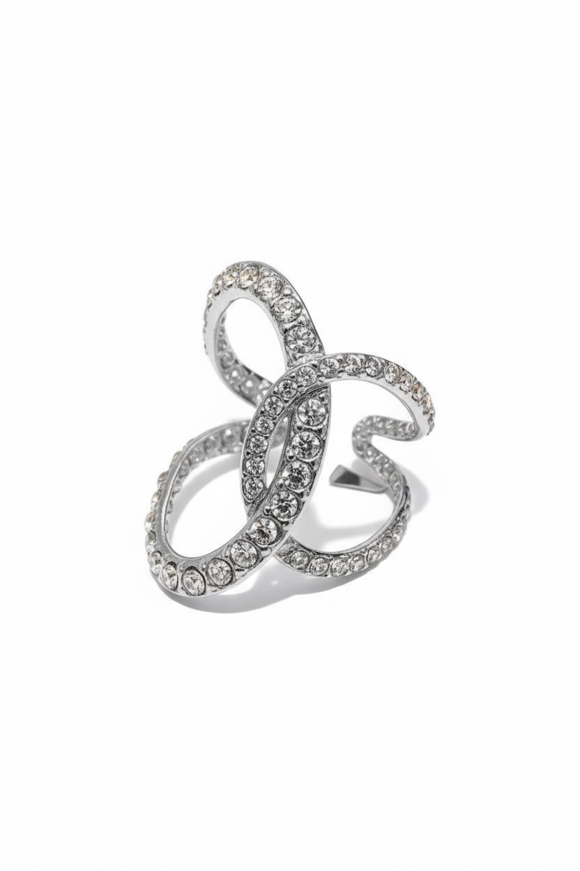 Bague strass Dupe croisée coloris argent