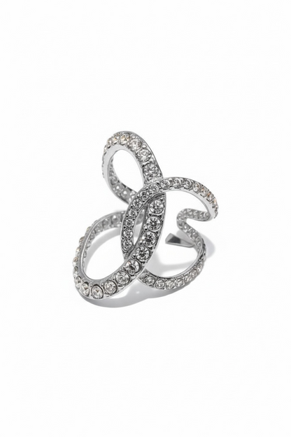 Bague strass Dupe croisée coloris argent