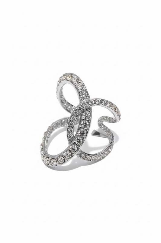 Bague strass Dupe croisée coloris argent