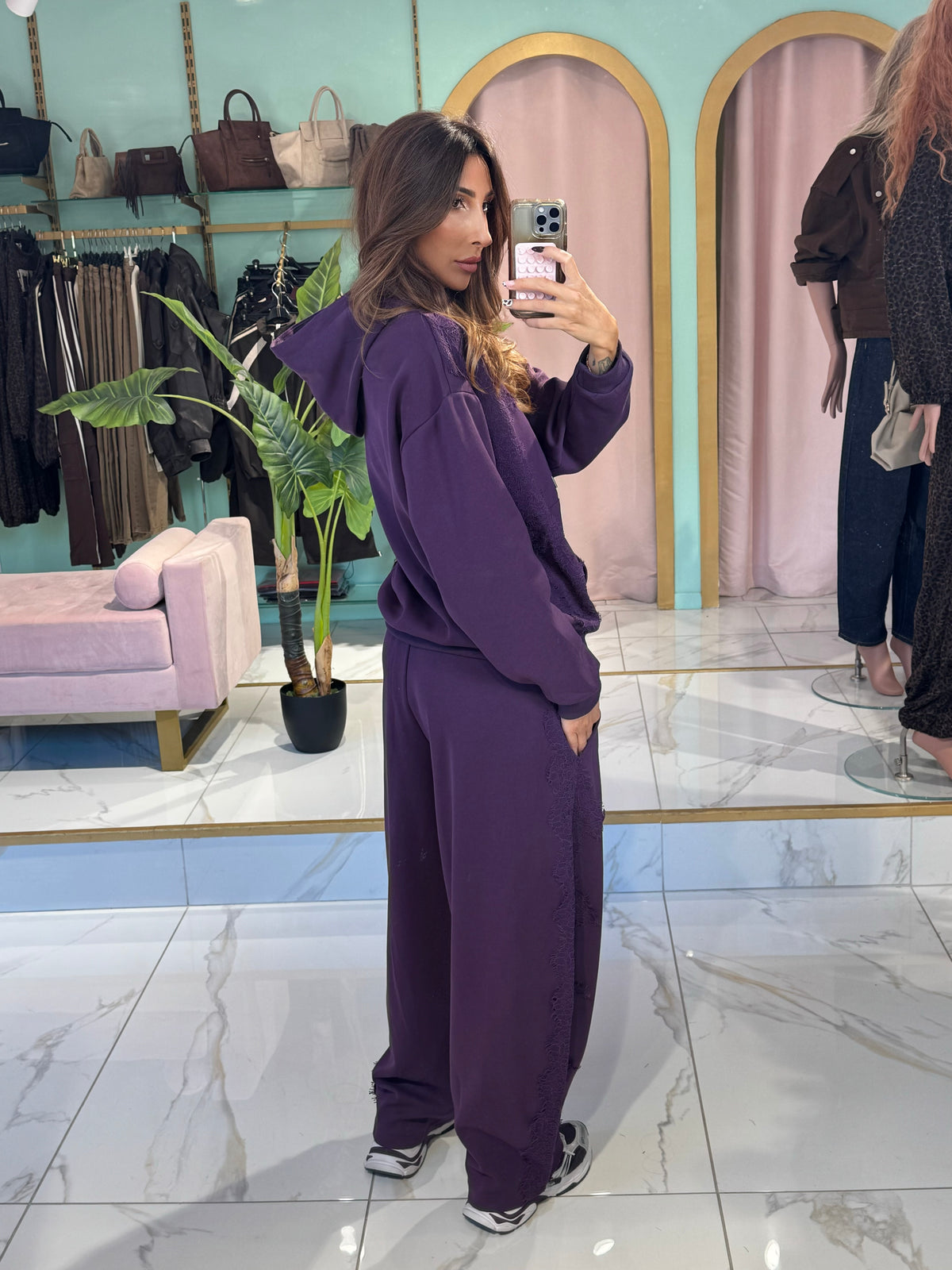 Sweat d’Ensemble streetwear violet – pull à capuche