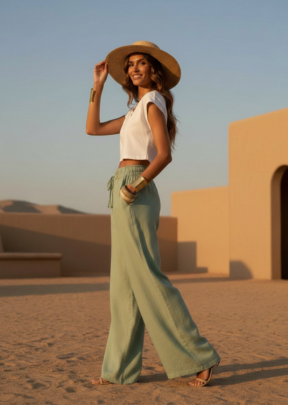 Pantalon fluide italien – lagon
