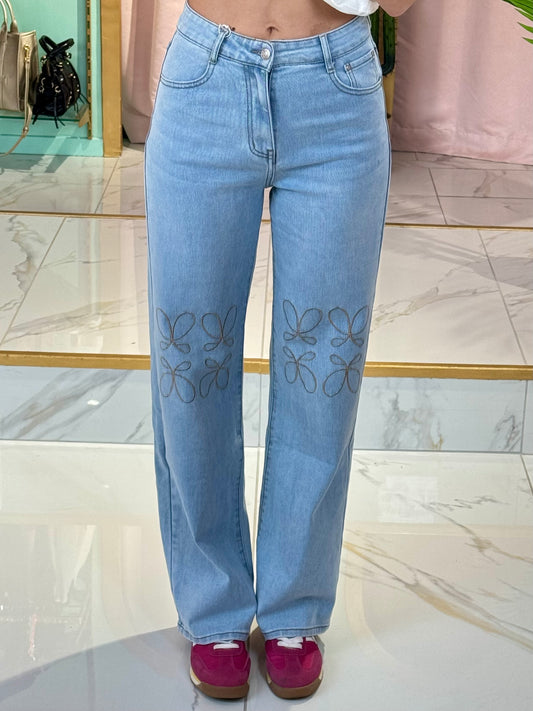 Jean brodé wide leg