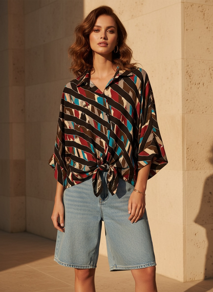 Chemise Oversize à motifs - noire