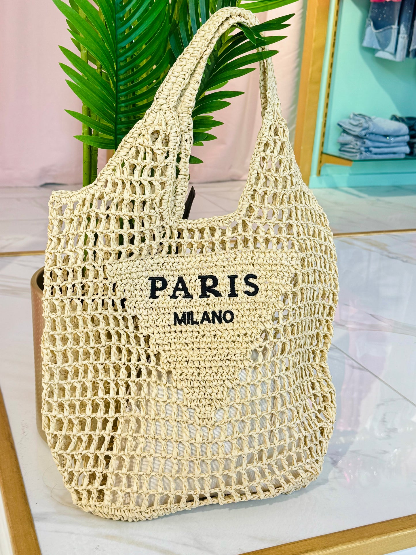Sac d’été façon jute – Paris Milano beige