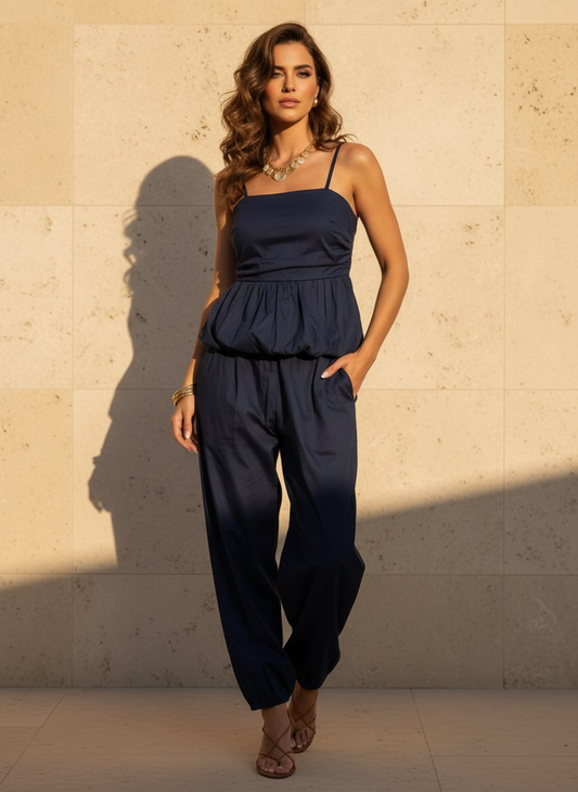 Ensemble nomade top & pantalon baloon - bleu marine