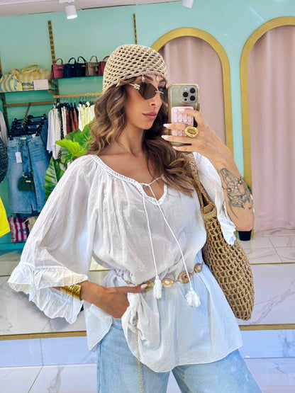 Blouse tunique loose & légère - blanche