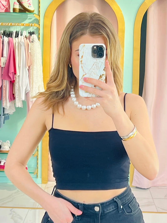 Bandeau fines bretelles et coques - noir
