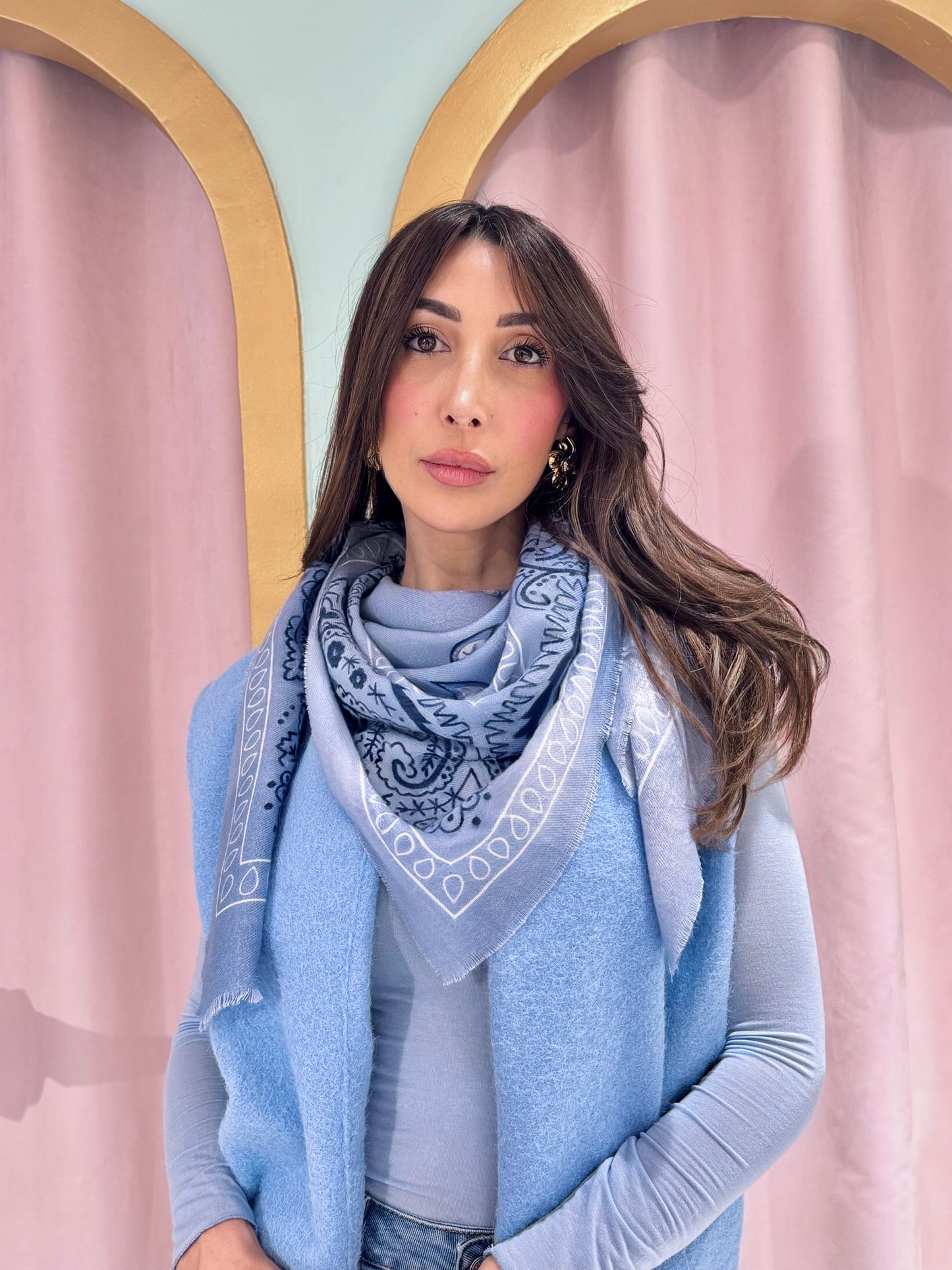 Chèche bandana bleu ciel