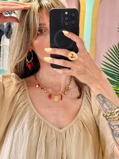 Collier CHARMS piment fraise