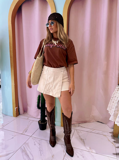 Jupe-short en jean crème- marivy