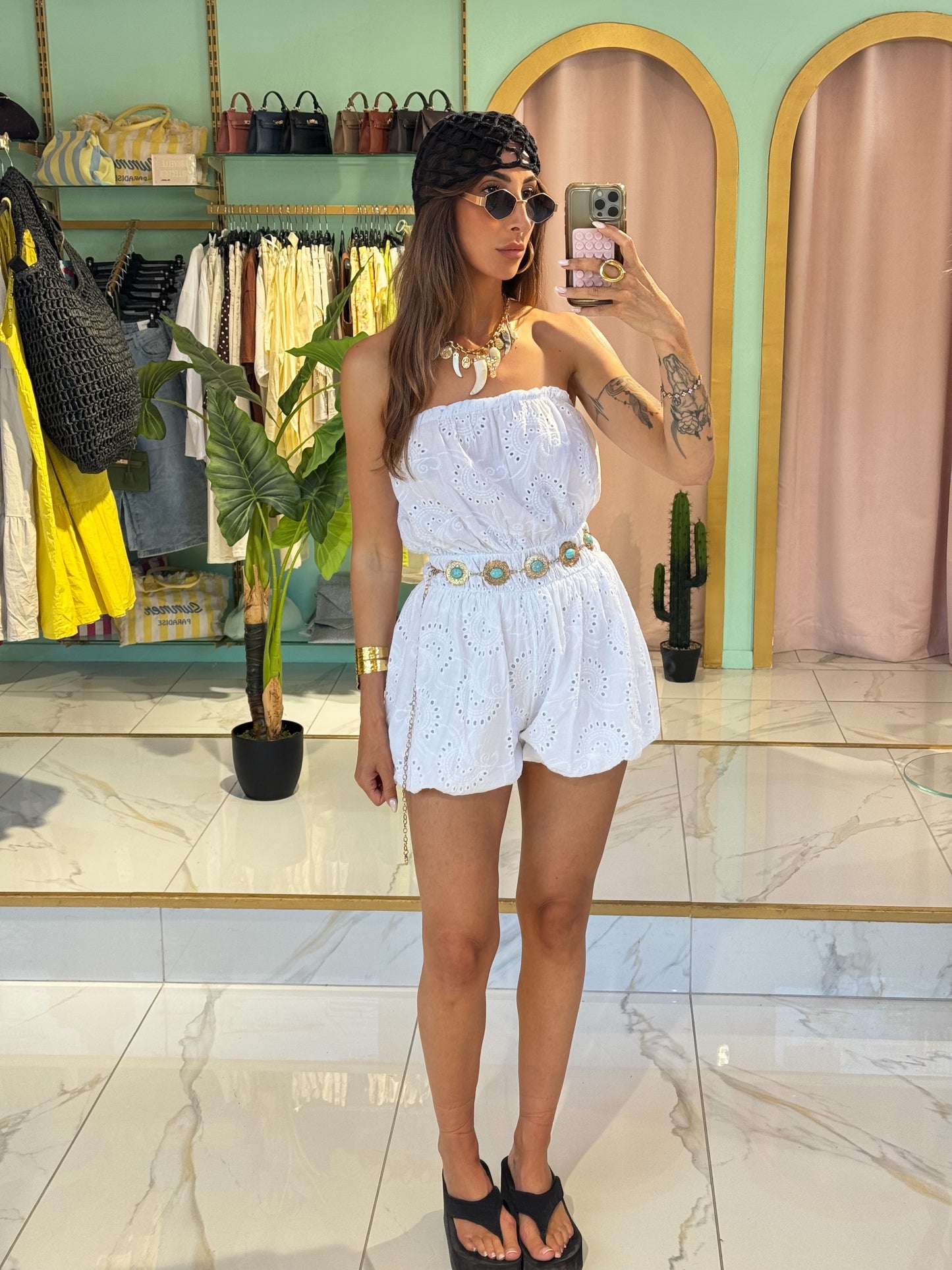 Combi short baloon- blanche