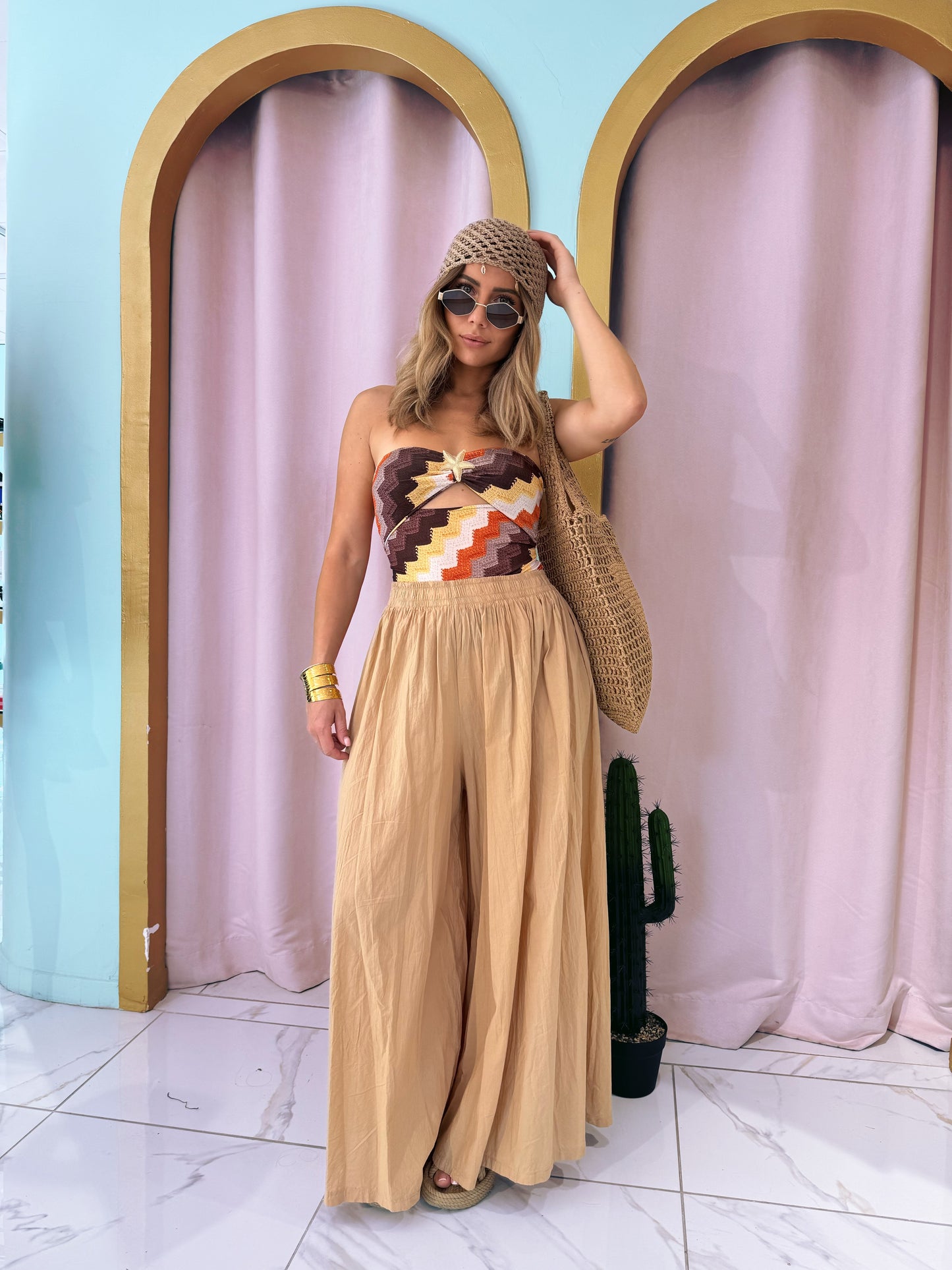 Pantalon jupe oversize - sable