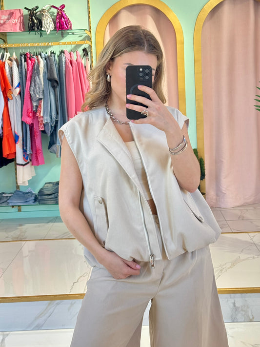 Veste sans manches effet nubuck – Purple Queen coloris beige