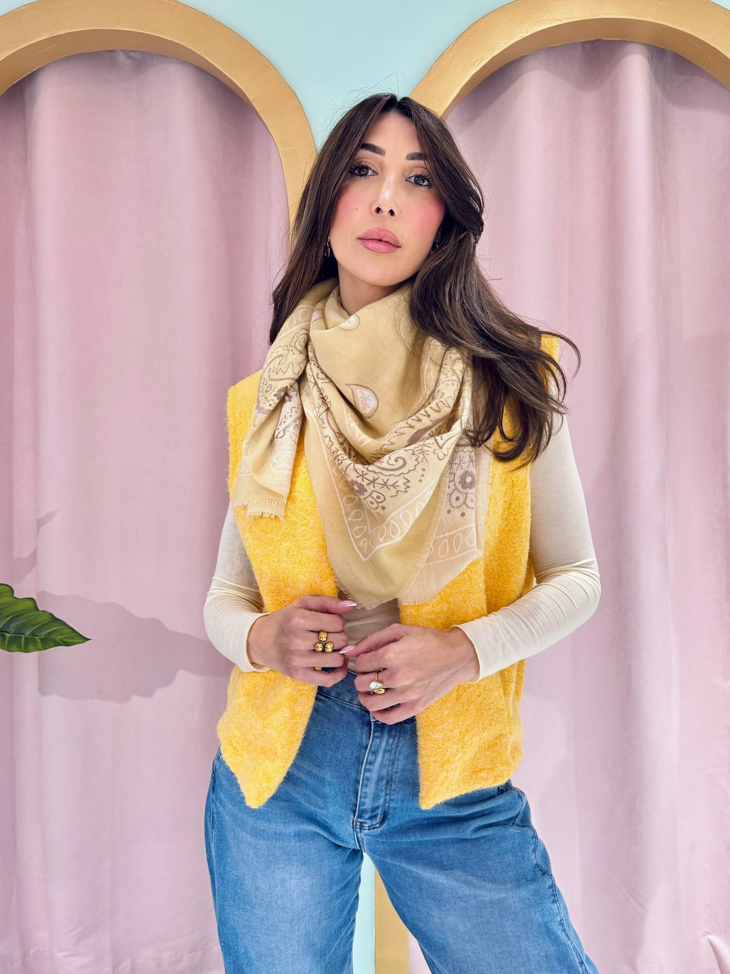 Chèche bandana jaune pastel