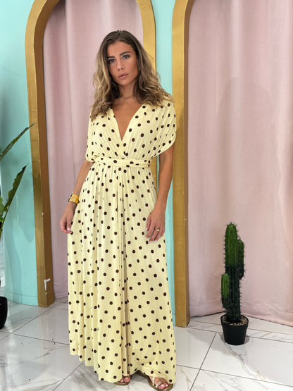 Robe Multi-Positions - jaune à pois marron