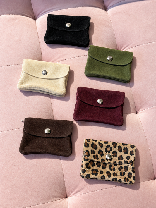 Porte monnaie en cuir nubuck