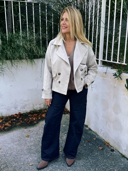 Trench Court Oversize avec Cordon Ajustable beige