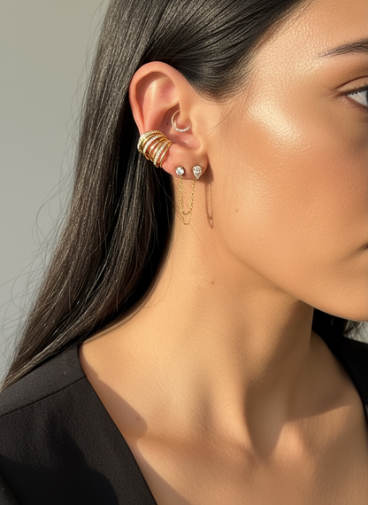 Bague d’oreille / faux piercing multi rangs strass & simple