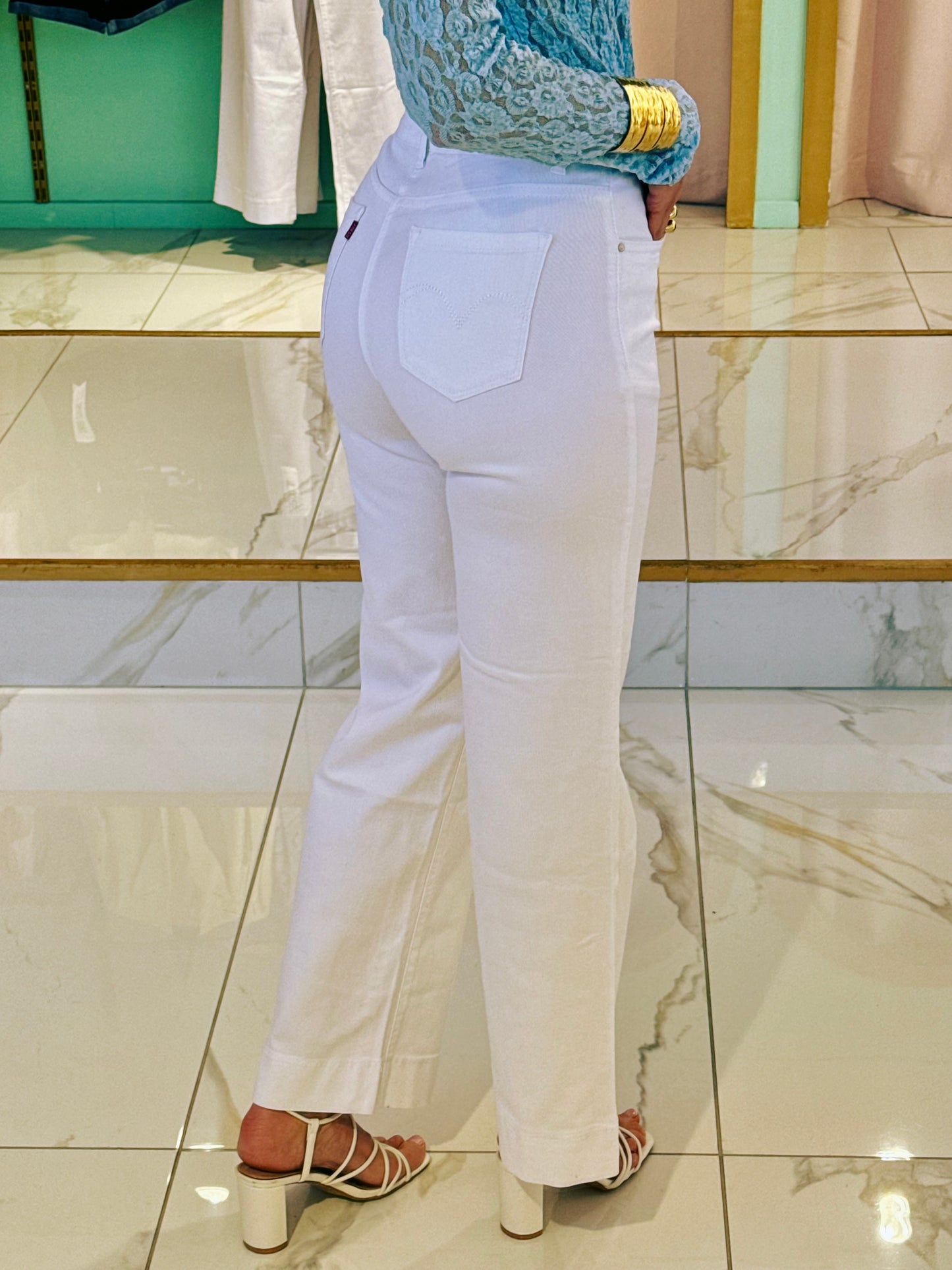 Jean droit blanc pur