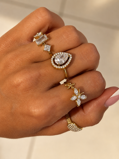 Bague papillon & fleur