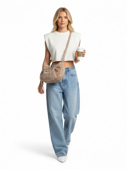 Sac Dupe format demi lune beige