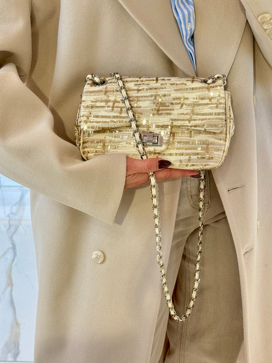 Sac dupe à sequins beige
