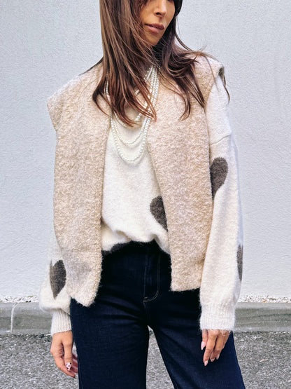 Veste sans manche façon laine bouillie beige