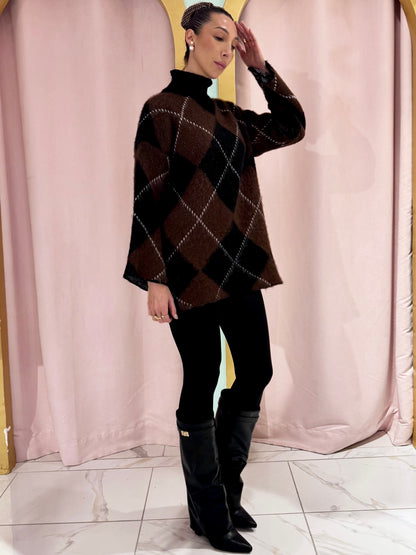 Tunique en maille Jacquard –noire