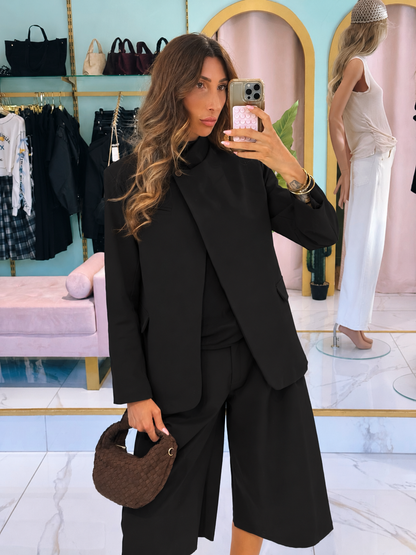 Veste Tailleur à Boutonnage Designer- Noir