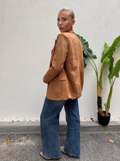 Veste façon nubuck camel