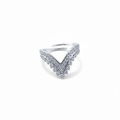 Bague V strass argent