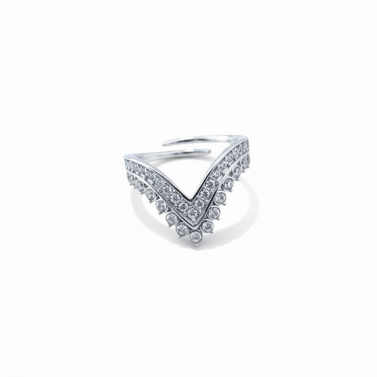 Bague V strass argent