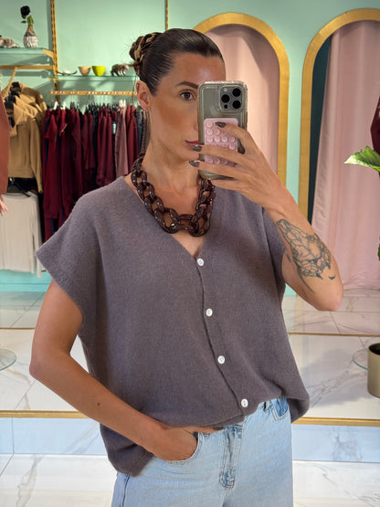 Collier maillon xl en résine chocolat