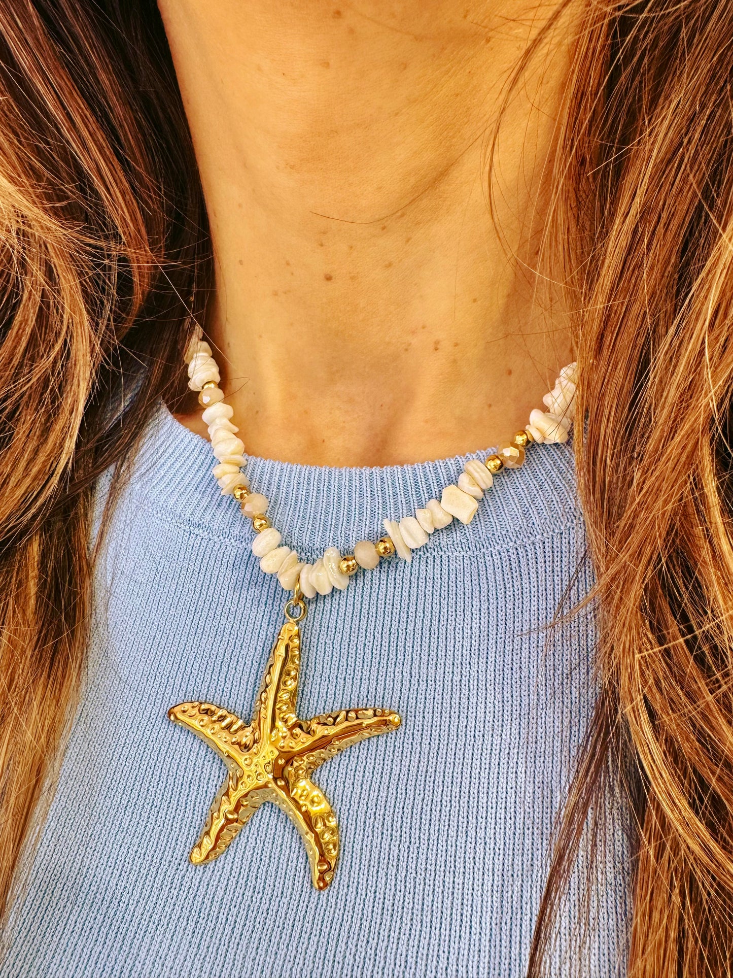 Collier perles & étoile de mer