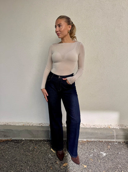 Top moulant en cachemire beige