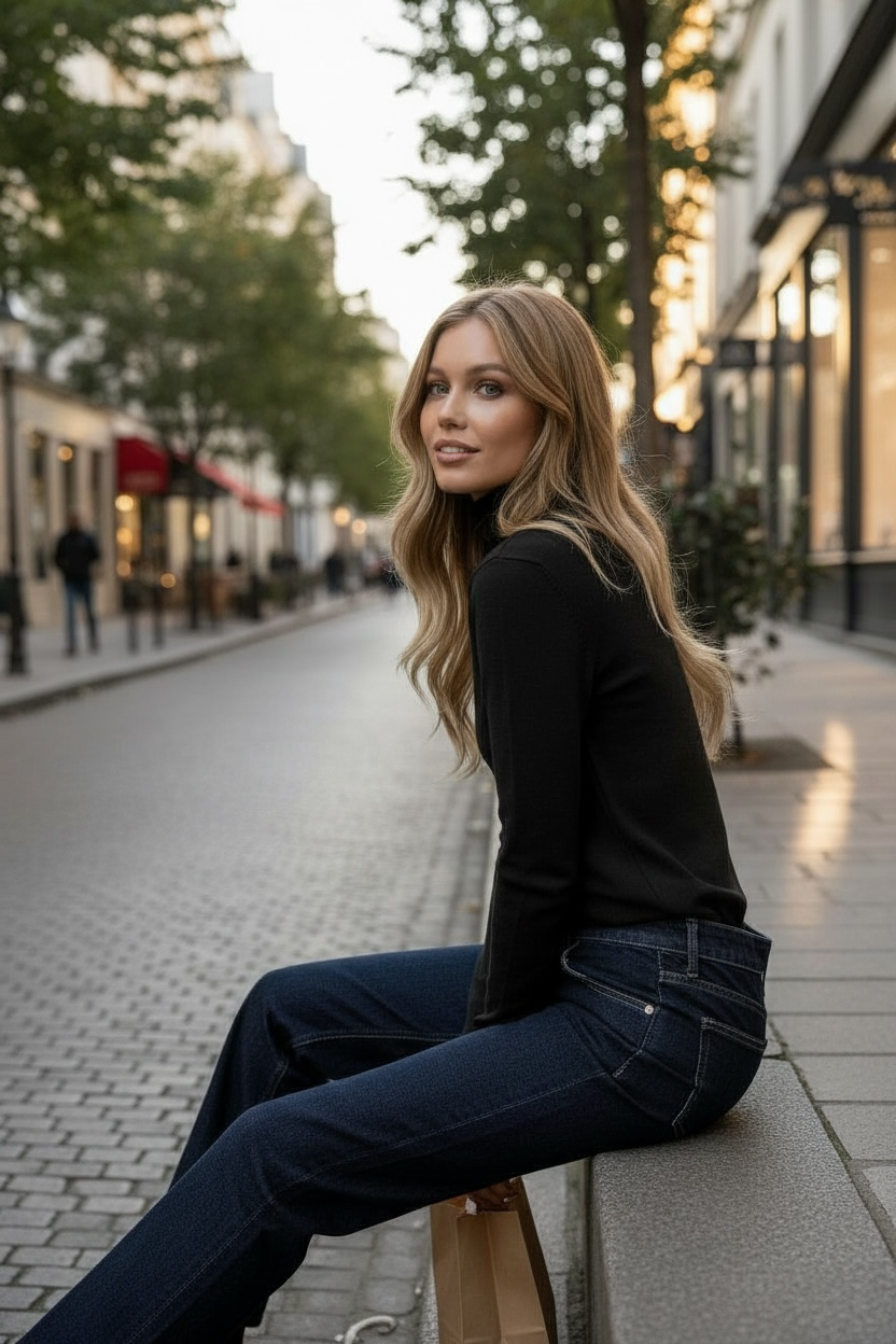 Pull col roulé basique tout doux noir