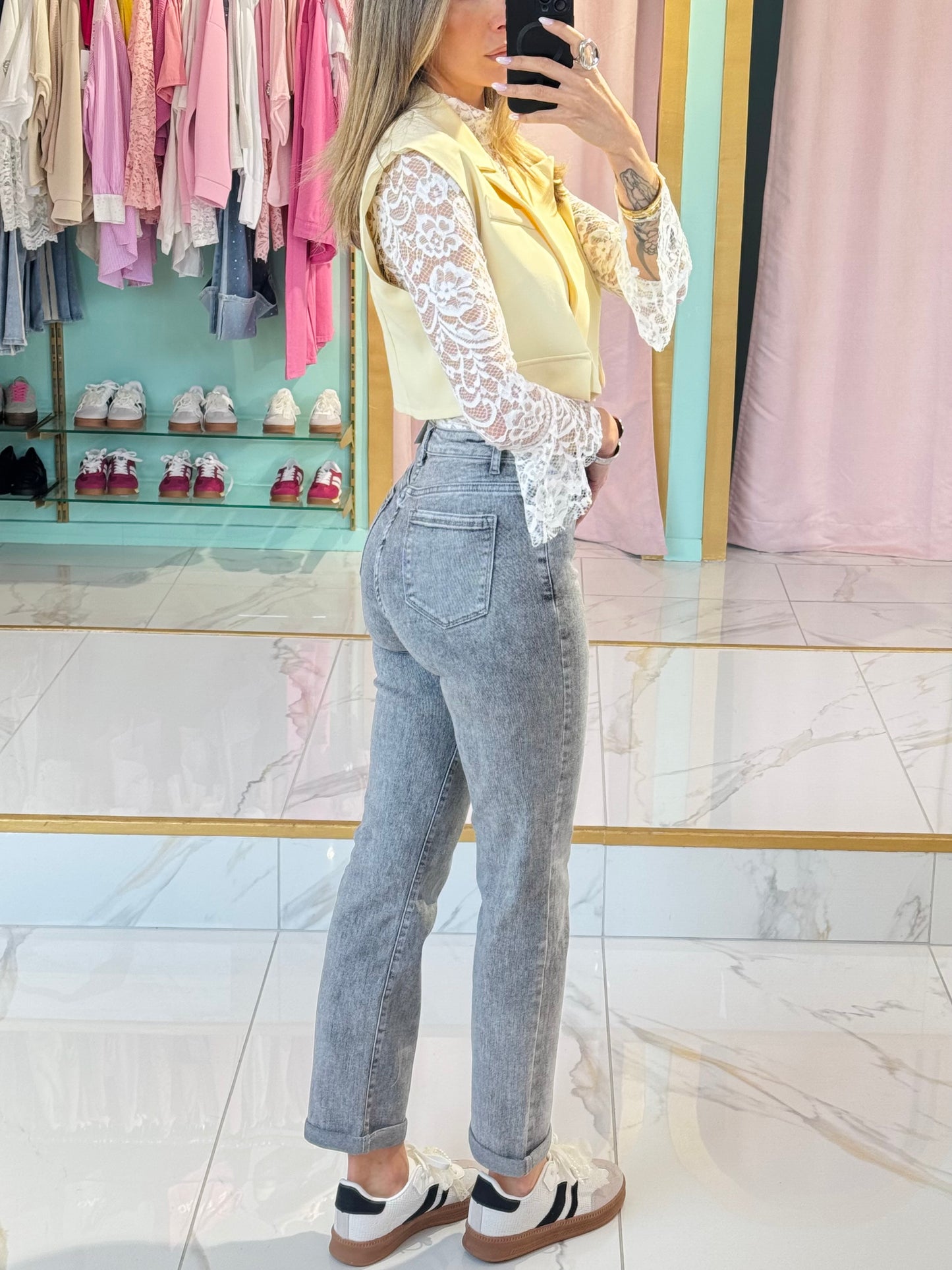 Jean straight gris chiné - stretch & confort