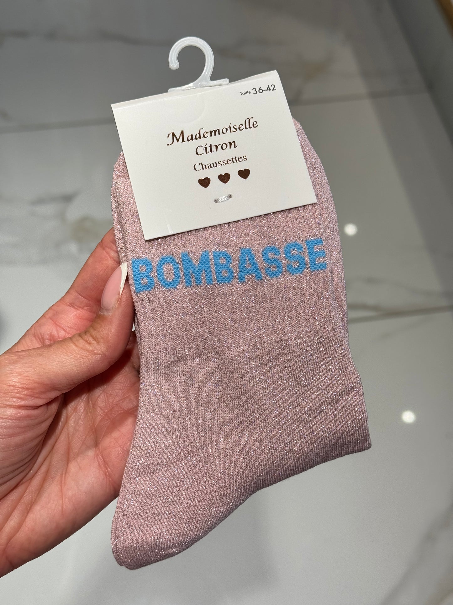 Chaussettes pailletées - message bombasse