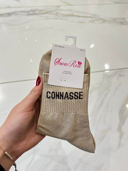 Chaussettes pailletées - message c*nnasse