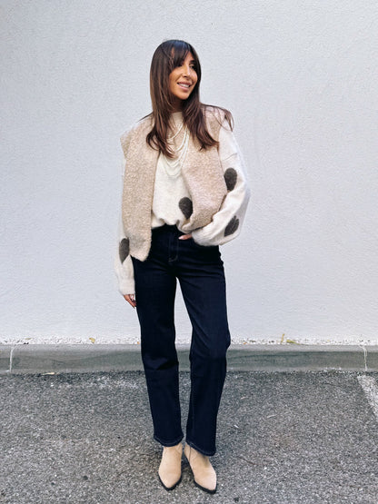 Veste sans manche façon laine bouillie beige