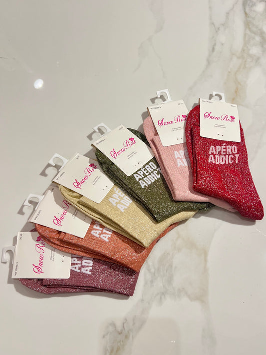 Chaussettes pailletées - message apéro addict