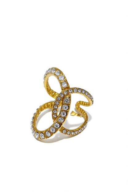 Bague strass Dupe croisée coloris or