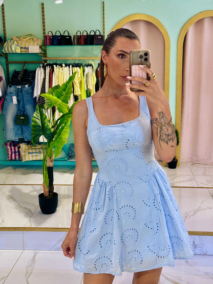 Robe crochet patineuse - bleu ciel